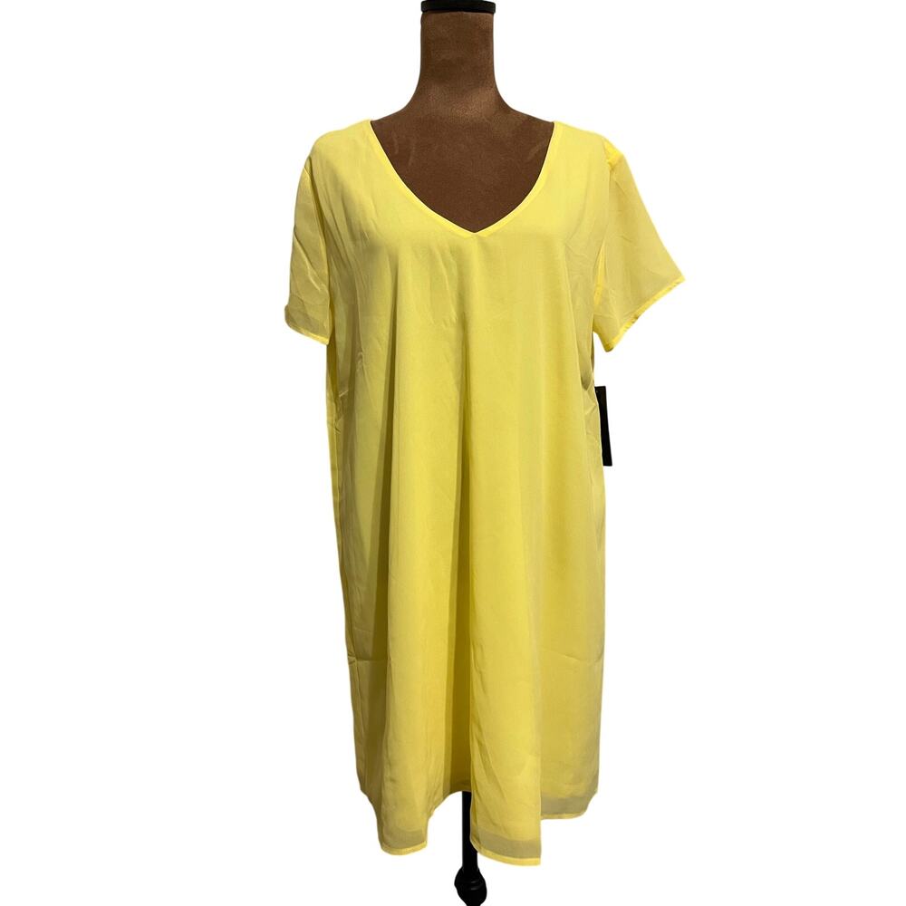 Lulus Yellow V-Neck Shift Dress Size L